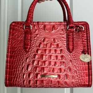 Brahmin Red Croc-Embossed Satchel